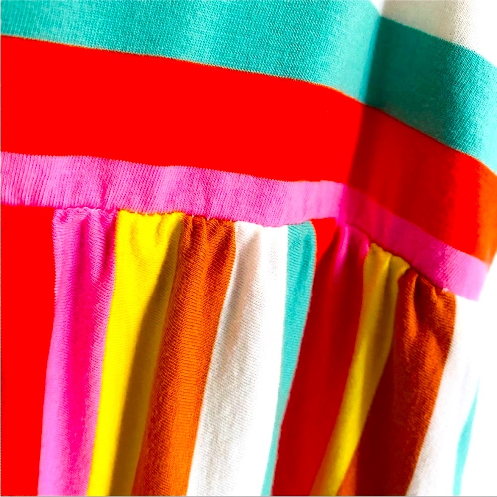 J. Crew Rainbow Striped Tiered Maxi Dress Colorful Flowy Pockets Midi Cotton - Picture 13 of 16